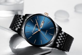 Elegants ūdensizturīgs vīriešu kvarca pulkstenis ar zilu ciparnīcu - Klasiska stila ikdienas aksesuārs