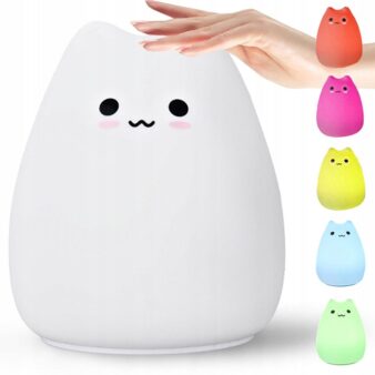 LED RGB skārienjūtīga naktslampiņa bērniem – Kaķis ar krāsu maiņu