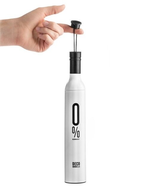 Lietussargs pudeles apvalkā – dizaina risinājums sudraba krāsā