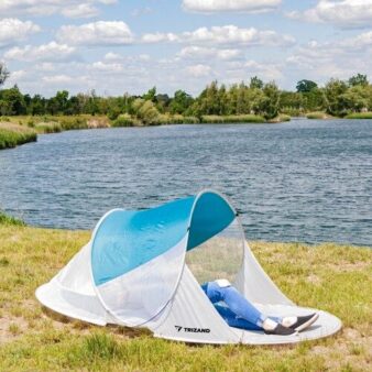 Pludmales telts Trizand POP UP ar moskītu tīklu, tirkīza-pelēka