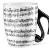 Mūzikas krūze UVERTĪRA ar notīm un melnas nošu zīmes rokturi – porcelāns, 350 ml